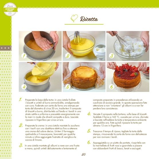 Il passo-passo fotografico per la preparazione della cheesecake.