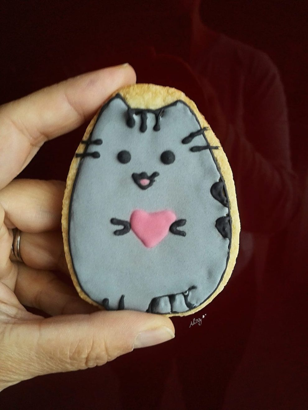 biscotto nastrino rosa gatto